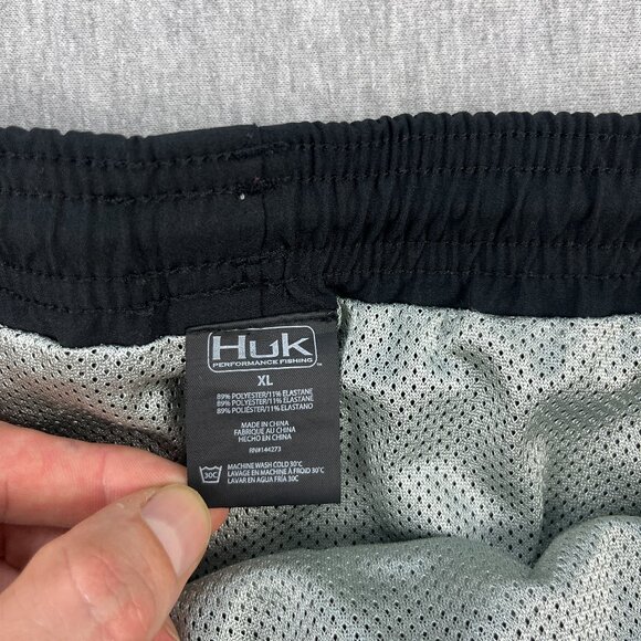 Huk Capers Swim Trunks Mens XL Black Mesh Lined Pockets Drawstring Fishing - Picture 6 of 13